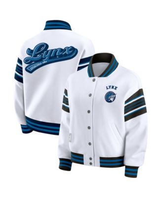 Women's White/Black WNBA Full-Snap Fleece Sweatshirt Jacket