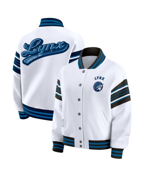 Женские худи WEAR by Erin Andrews Women's White/Black WNBA Full-Snap Fleece Sweatshirt Jacket
