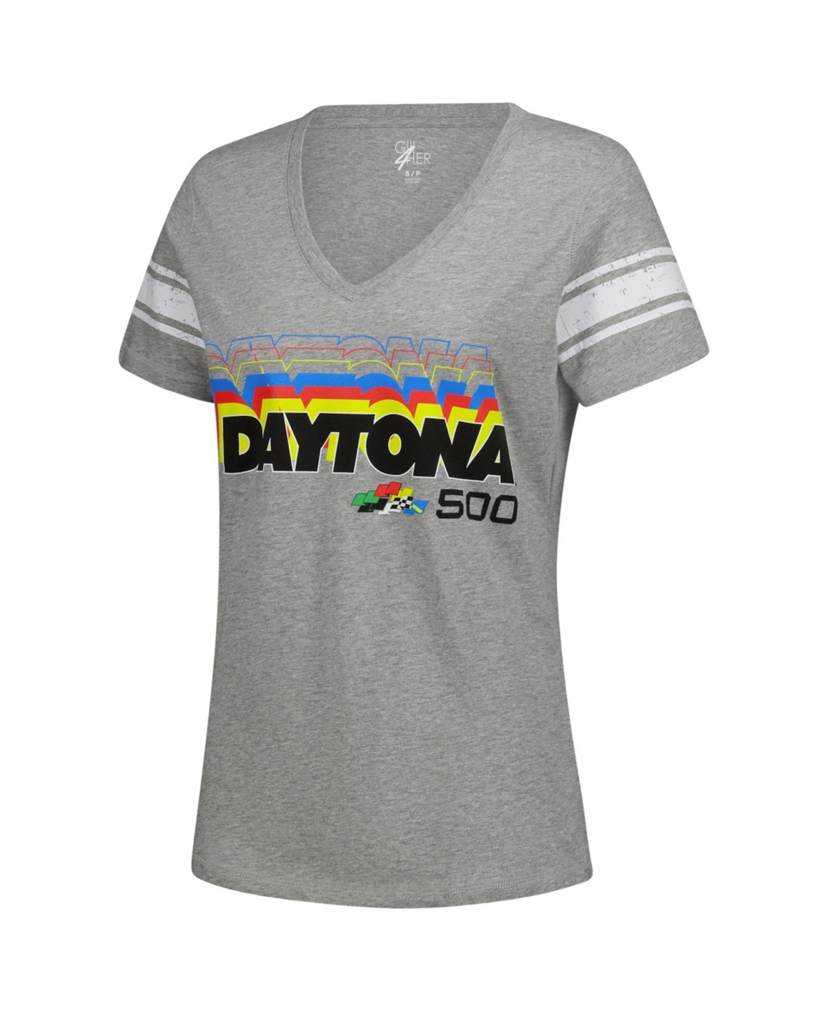 G-iii 4Her by Carl Banks Women's Heather Gray Nascar Daytona 500 First Pick V-Neck T-Shirt