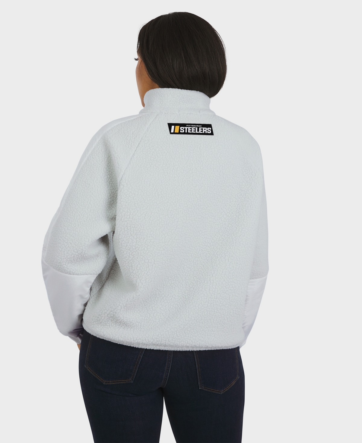 Wear by Erin Andrews Women's White Pittsburgh Steelers Polar Fleece Half-Zip Jacket