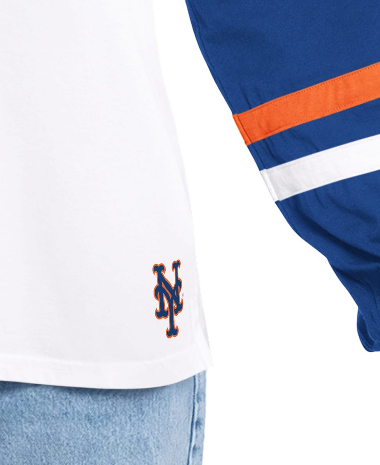 Женская футболка G-III 4Her by Carl Banks White/Royal New York Mets Key Player Oversized Hooded Long Sleeve — фото 4