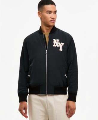Men's NY Baseball Relaxed-Fit Graphic Ribbed Bomber Jacket