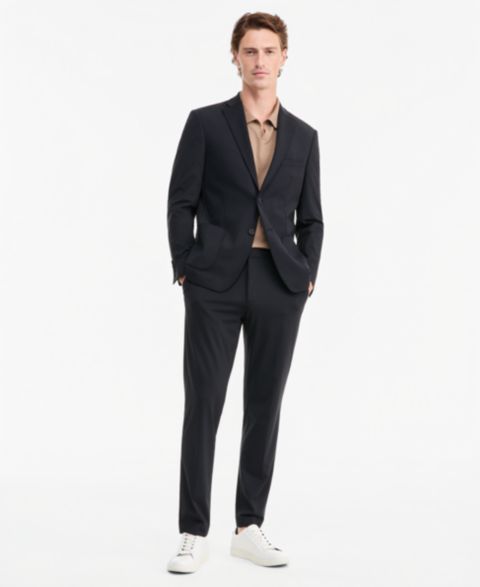 Мужские комплекты Alfani Regular-Fit Everyday Suit Jacket and Pleated-Front Suit Pants, цвет: Глубокий чёрный