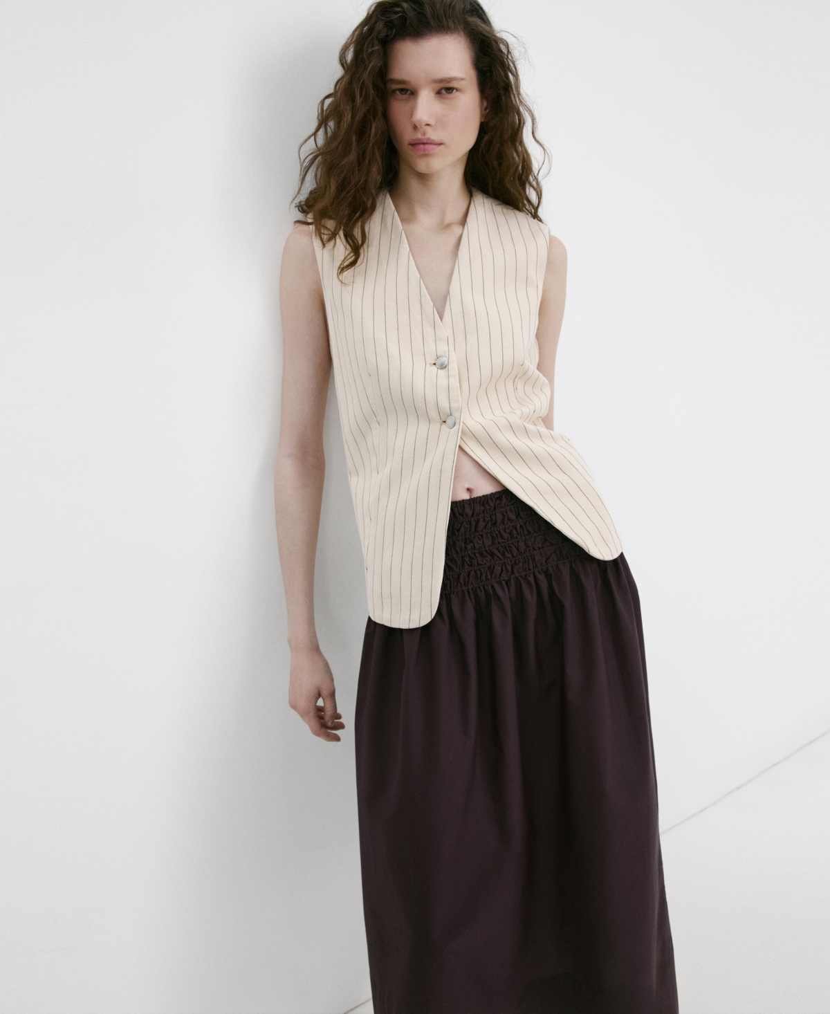 Mango Women's Shirred Waist Lyocell Skirt