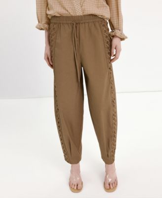 Women's 100% Cotton Embroidered Stripe Pants