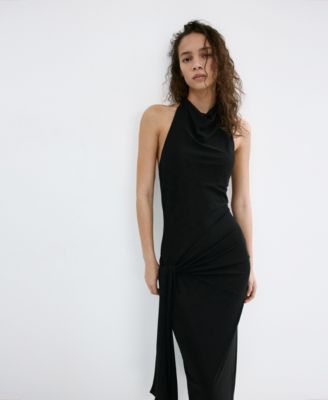 mango black halter dress Women's Bow festive home decor