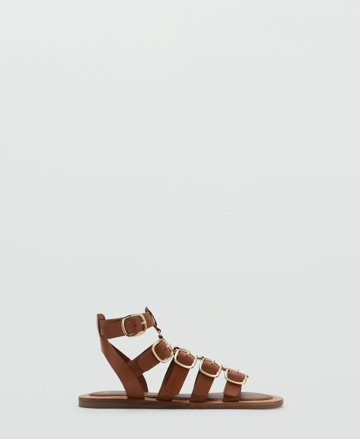 Mango Women's Straps And Buckles Leather Sandals In Brown