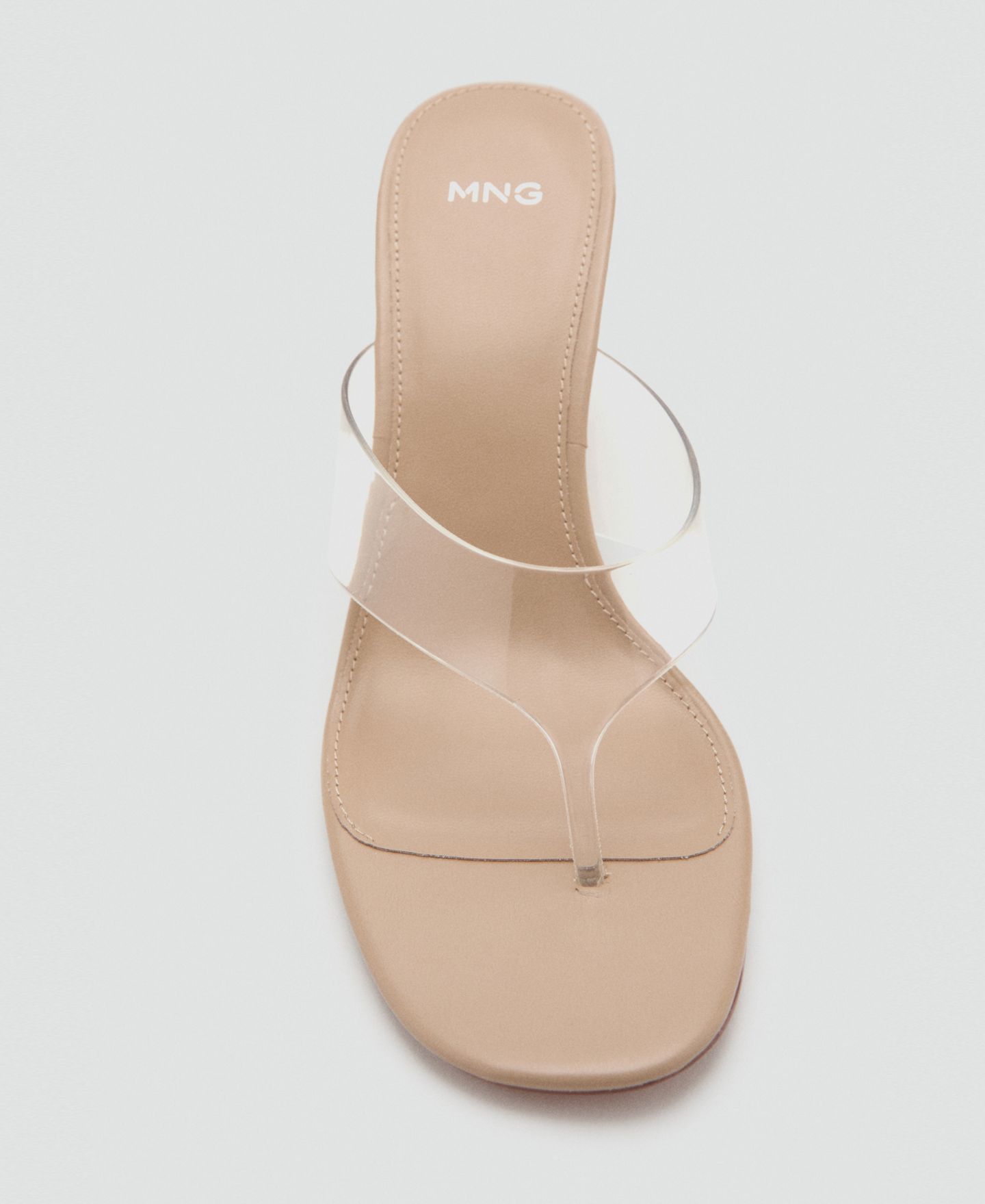 Женские сандалии MANGO Vinyl Strap Wedge, цвет: Телесный — фото 2
