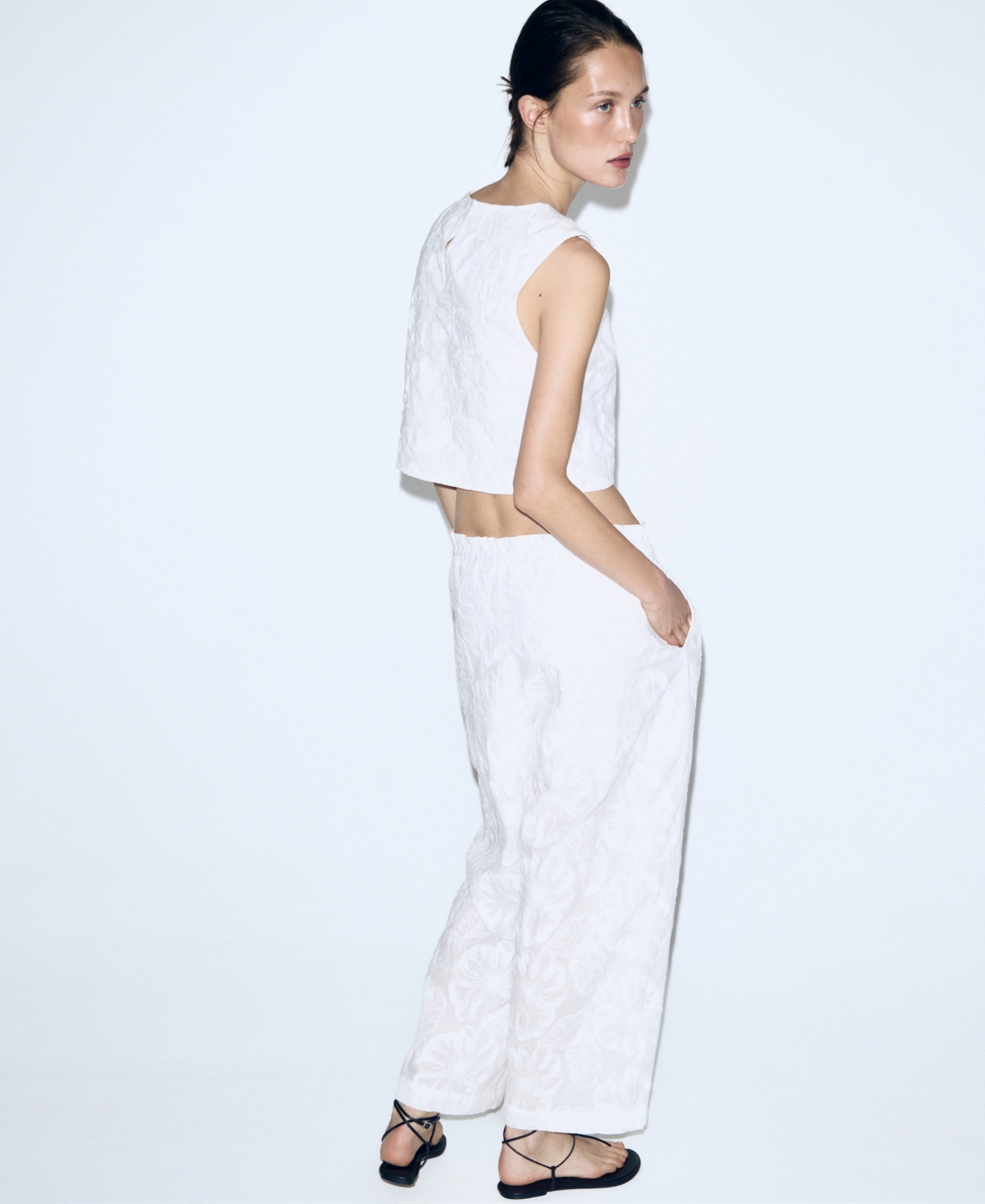 Mango Women's Floral Embroidered Cotton Pants