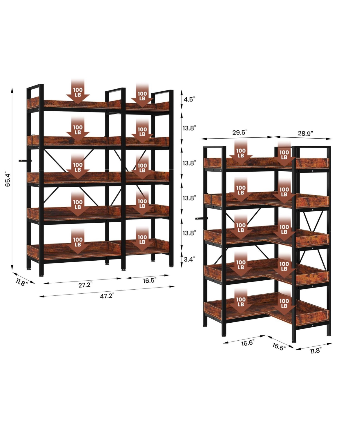 homfan L-Shaped Corner Bookshelf