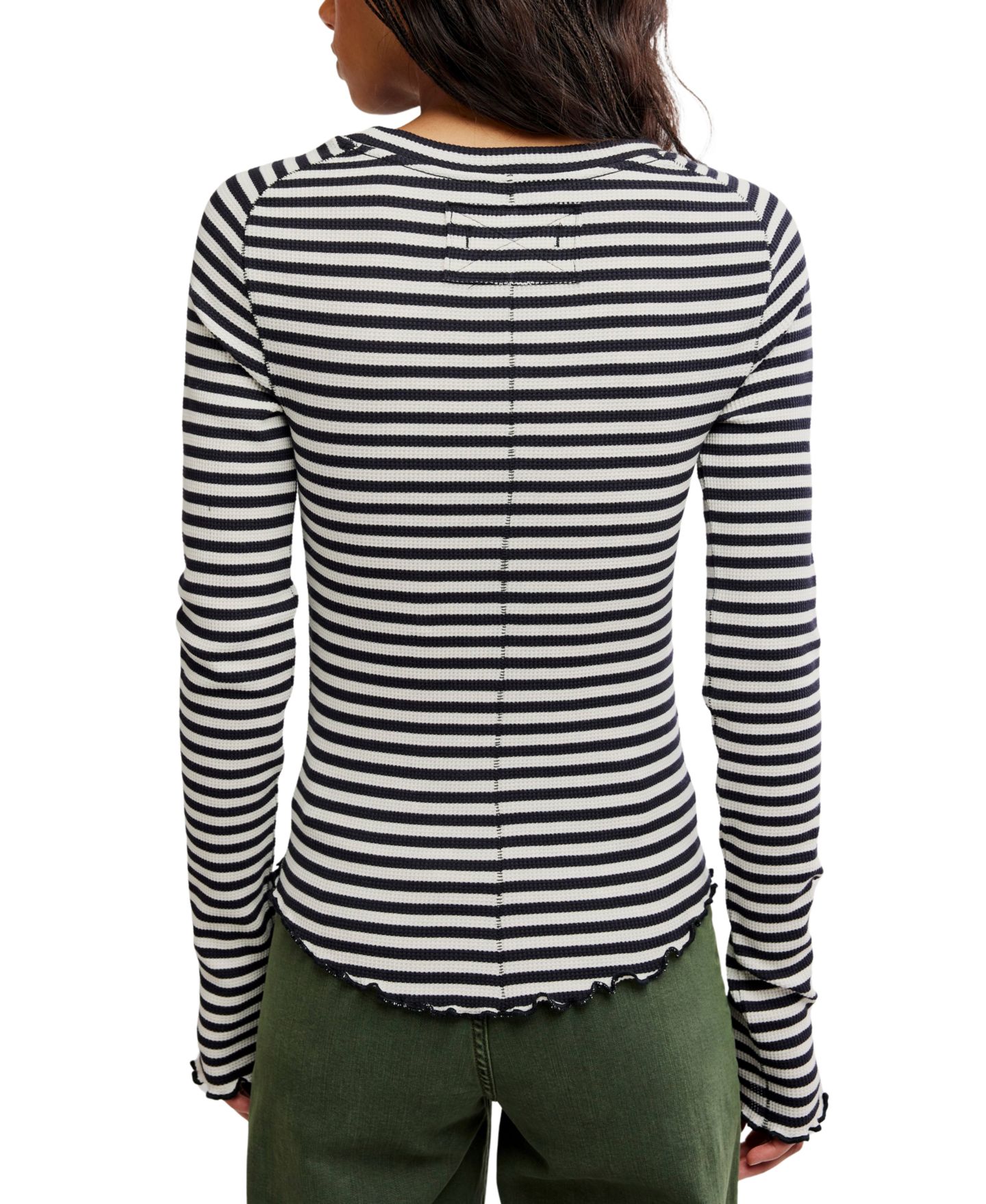 Женская футболка Free People We The Free Easy Does It Long-Sleeve Striped, цвет: Чёрный / Белый — фото 5