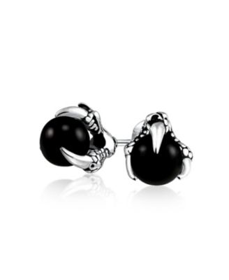 Gothic Punk Biker Dragon Claw Stud Earrings Ball Orb Stainless Steel