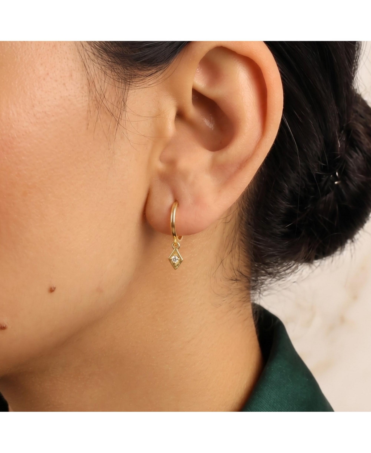 Spero London Sterling Silver Rhombus Pave Spike Drop Earring