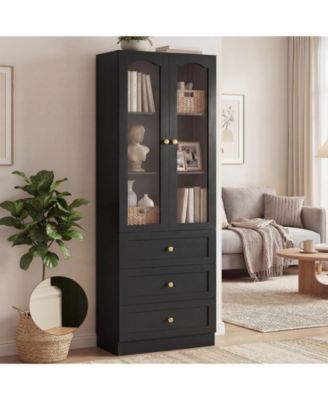 80" Tall Wooden Pantry Cabinet with Doors and Drawers, Freestanding Kitchen Storage