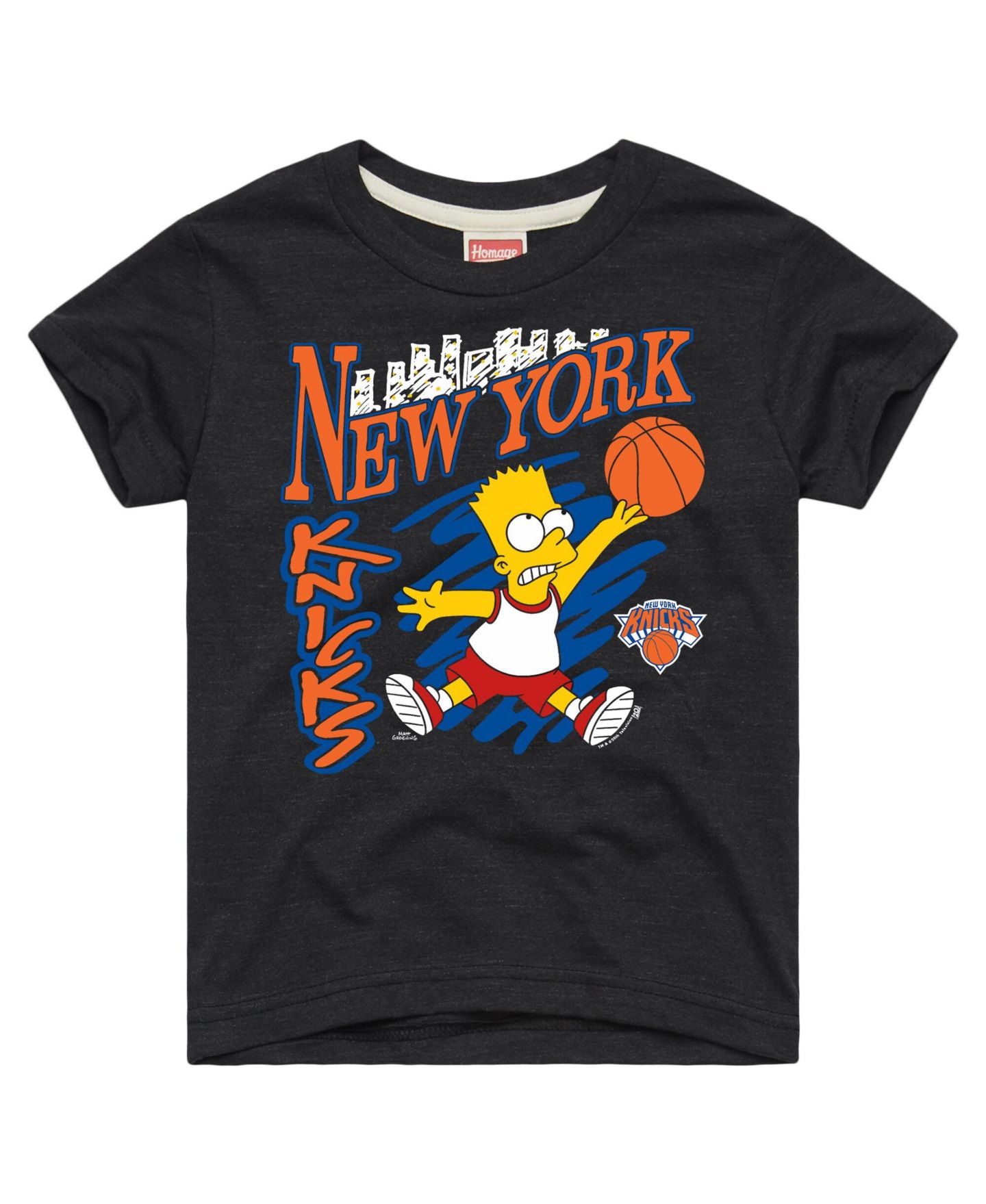 Детская футболка Homage Charcoal New York Knicks x The Simpsons Bart Tri-Blend — фото 1