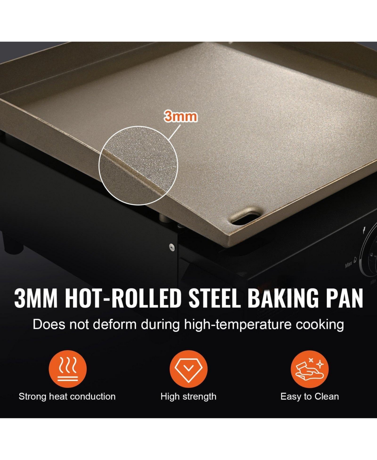 Cozito Countertop Gas Griddle, 16.9 inches Manual Flat Top with Steel Plate and 22,000 Btu Output