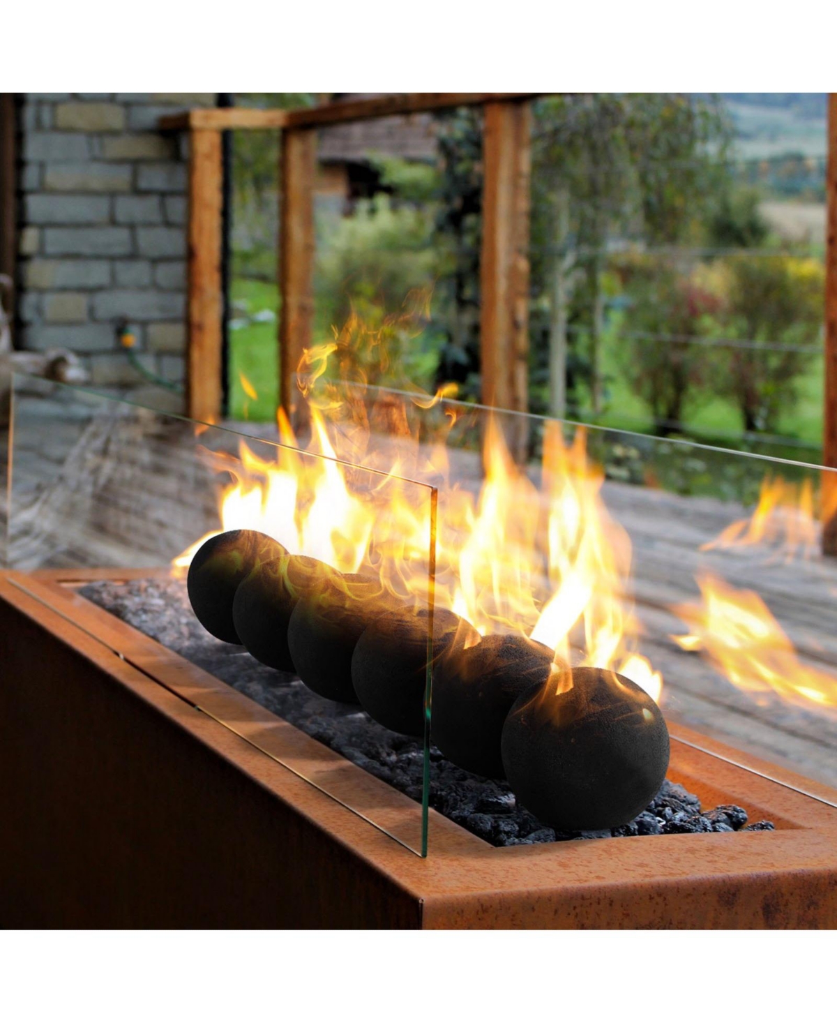 Cozito Ceramic Fire Balls, 5 inches 6-Piece Round Fire Stones for Propane Gas Fire Pits
