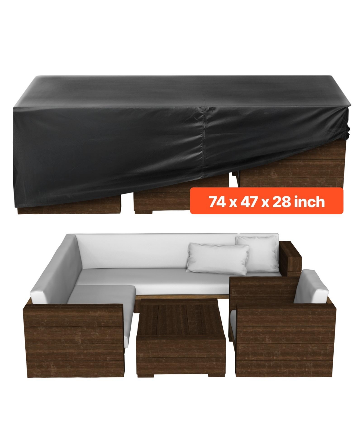 Cozito Patio Furniture Cover, 74 x 47 x 28 inches 420D Oxford Rectangular Table Cover