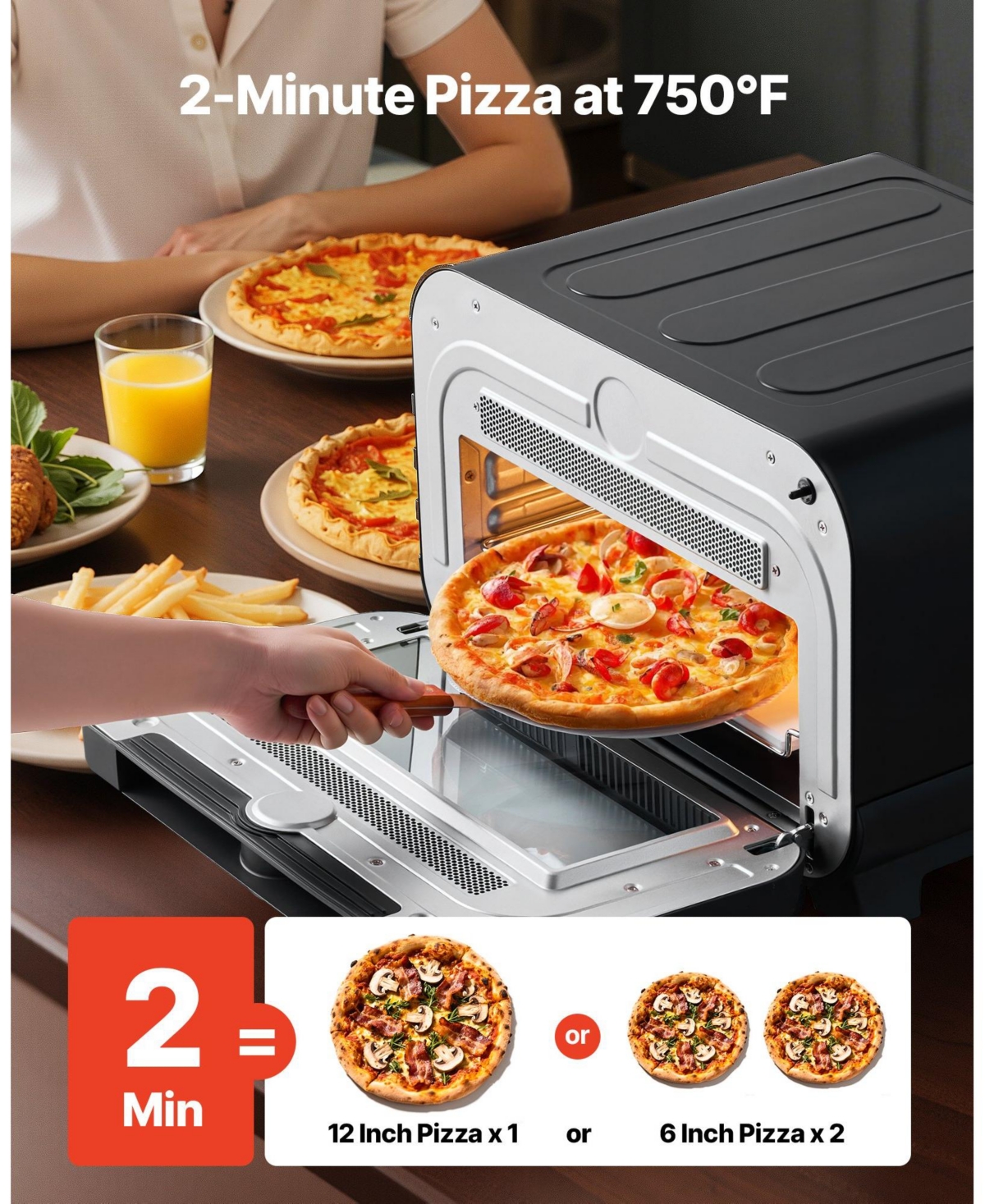Cozito Electric Pizza Oven Air Fry Combo, 12 inches Pizza Maker with 8 Presets