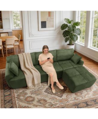 Corduroy Sponge Modular Memory Foam Sectional Sofa, for Living Room Bedroom