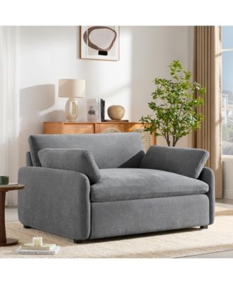 Oversized Chenille Single Sofa Chair, 5043" Wide and Deep Seat Accent Chair with Pillows, Comfy Armchair for Living Room, Apartment
