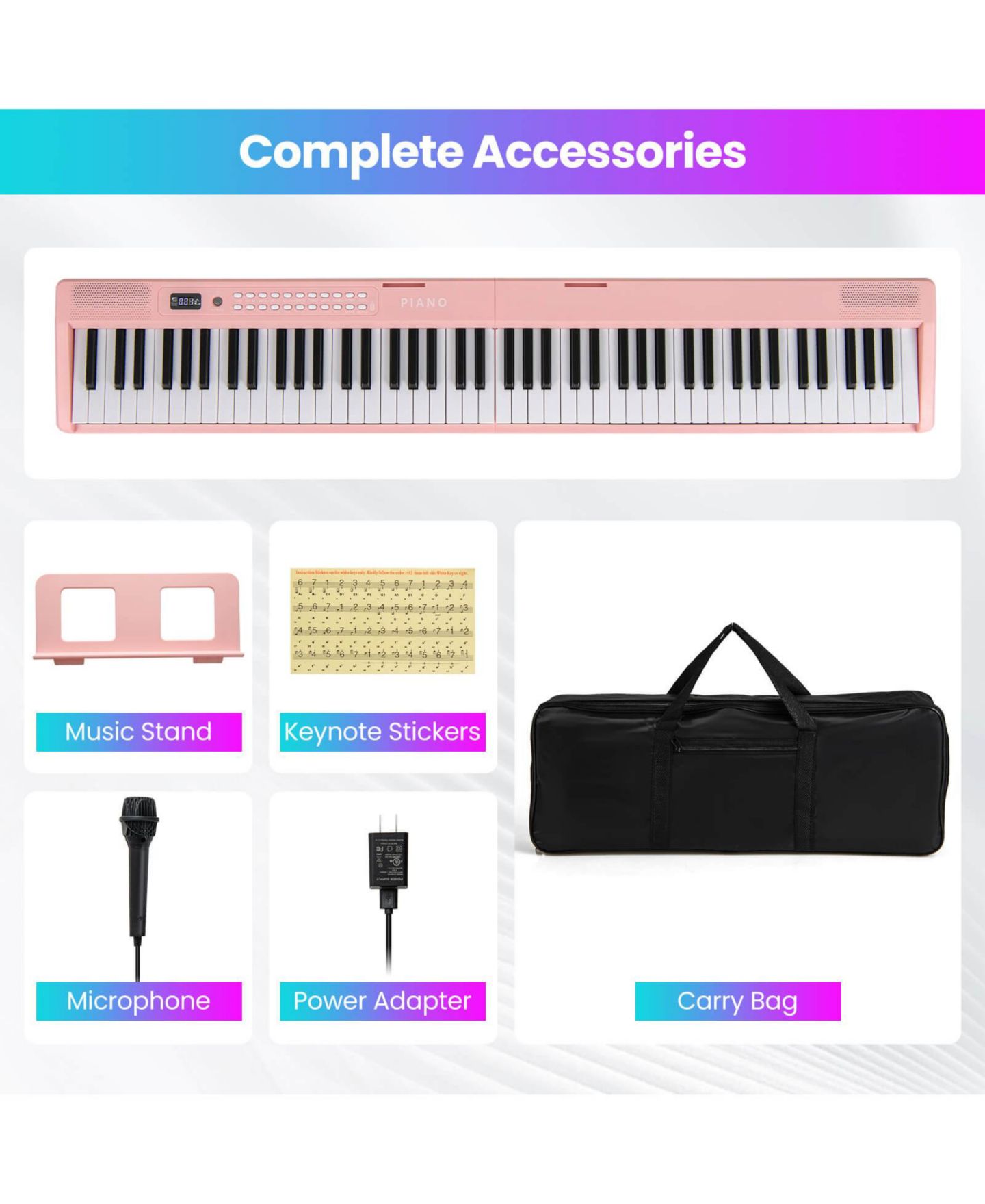 Детская игрушка Costway 88 Key Folding Piano Keyboard with Wireless MIDI Dual Speakers 1000 — фото 3
