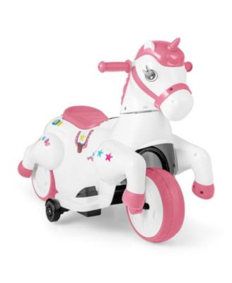 12Volts  Unicorn Ride on Toy with Training Wheels and Horse Riding Mode