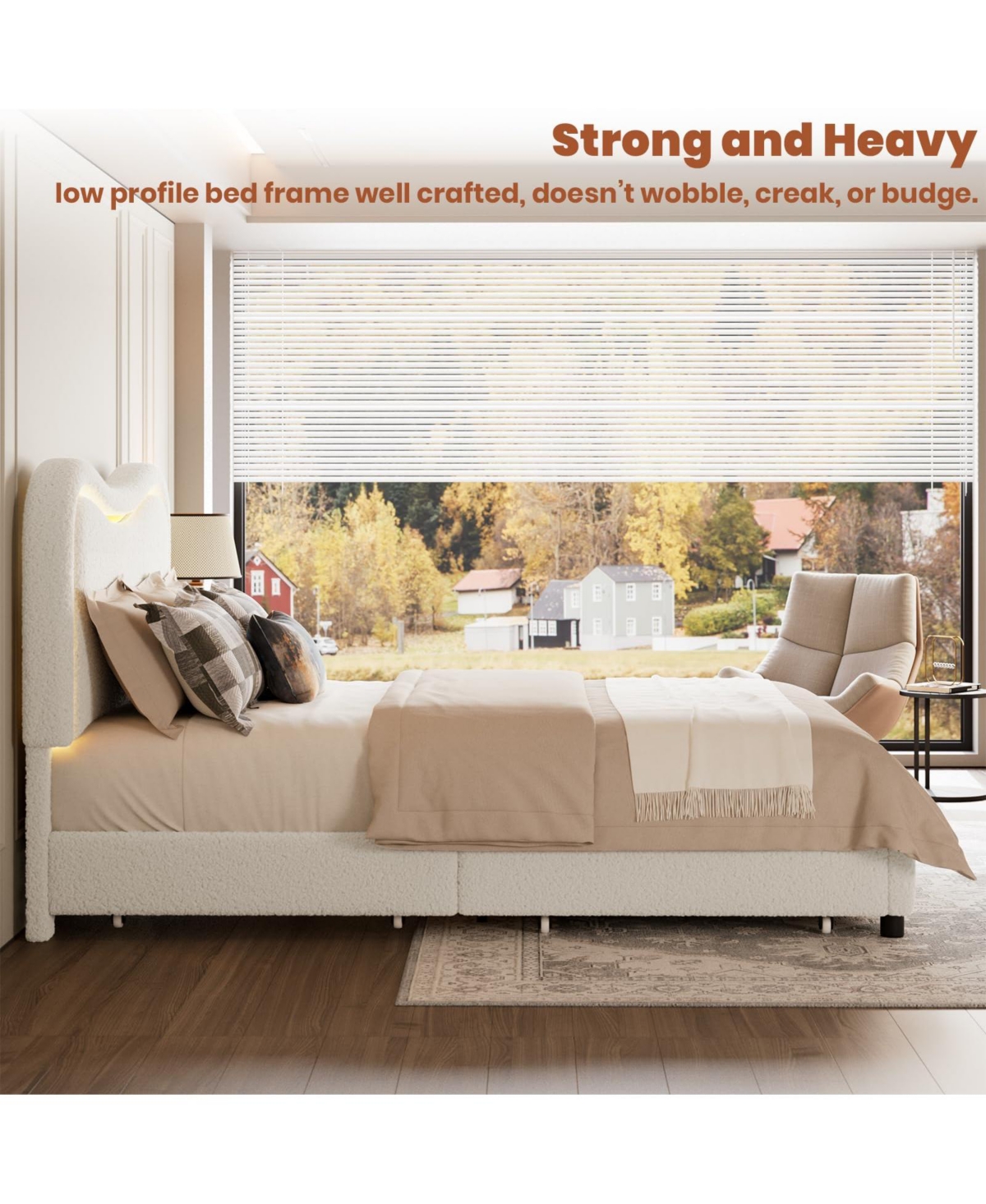 homfan Upholstered Twin Bed Frame with Led Headboard, 2 Storage Drawers, Wood Slat Support, No Box Spring Needed