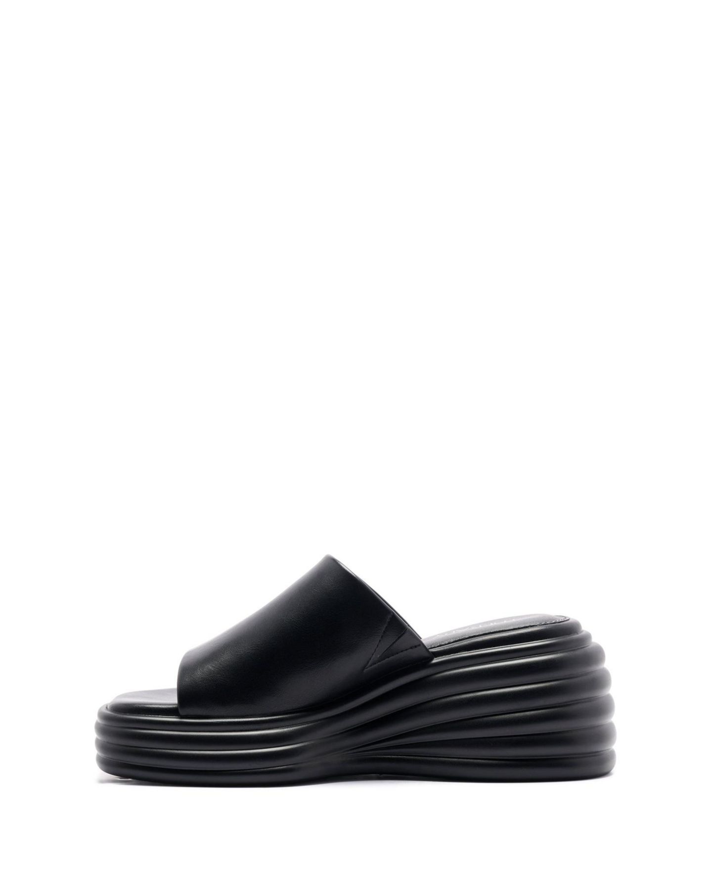 Женские сандалии Therapy Australia Flaunt Square Toe Wedge Sandal, цвет: Чёрный гладкий — фото 6