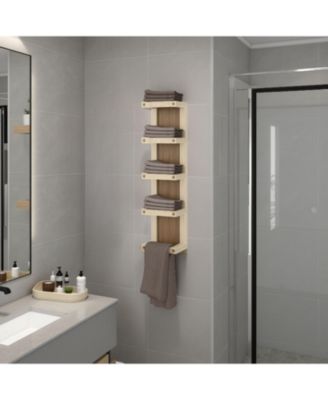 Chandler 5-Tier Wall Towel Rack, Slim Vertical Organizer with Shelves for Bathroom, Space-Saving