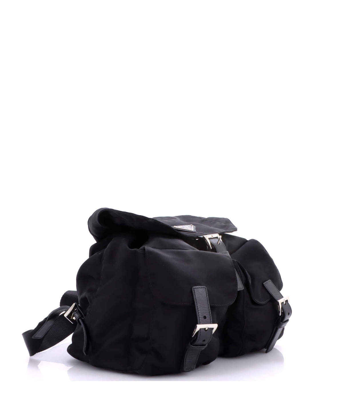 Pre-Owned Prada Medium Double Pocket Buckle Backpack Tessuto