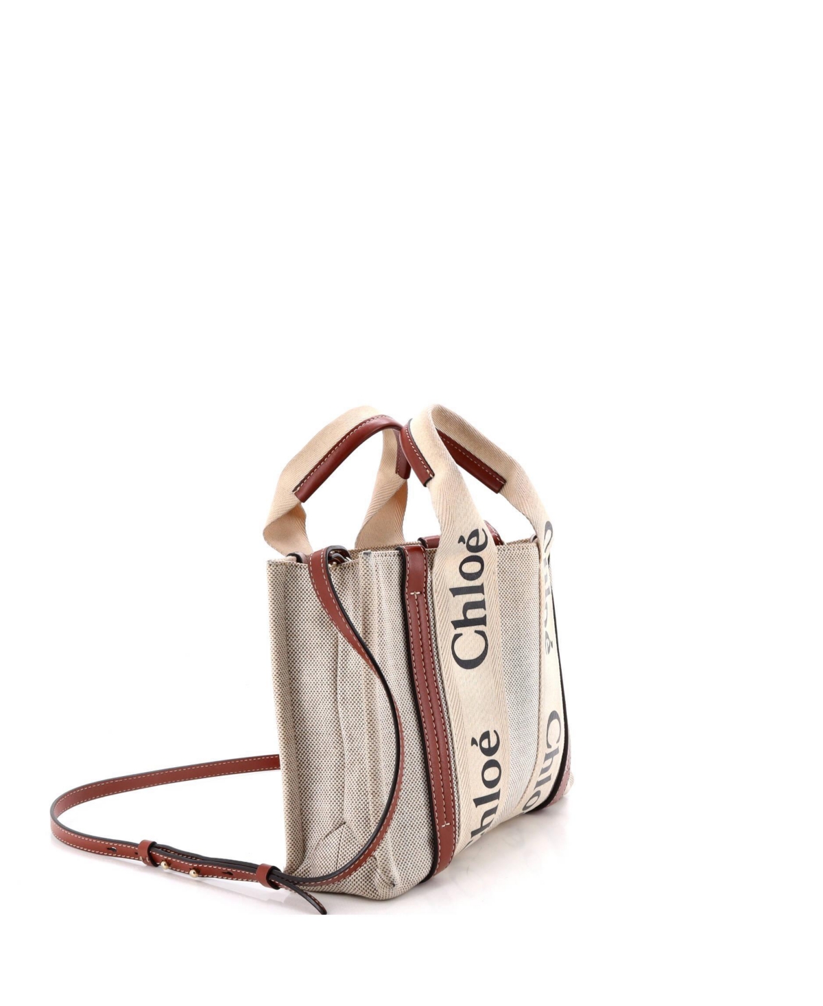 Pre-Owned Chloe Small Woody Convertible Tote Canvas with Leather