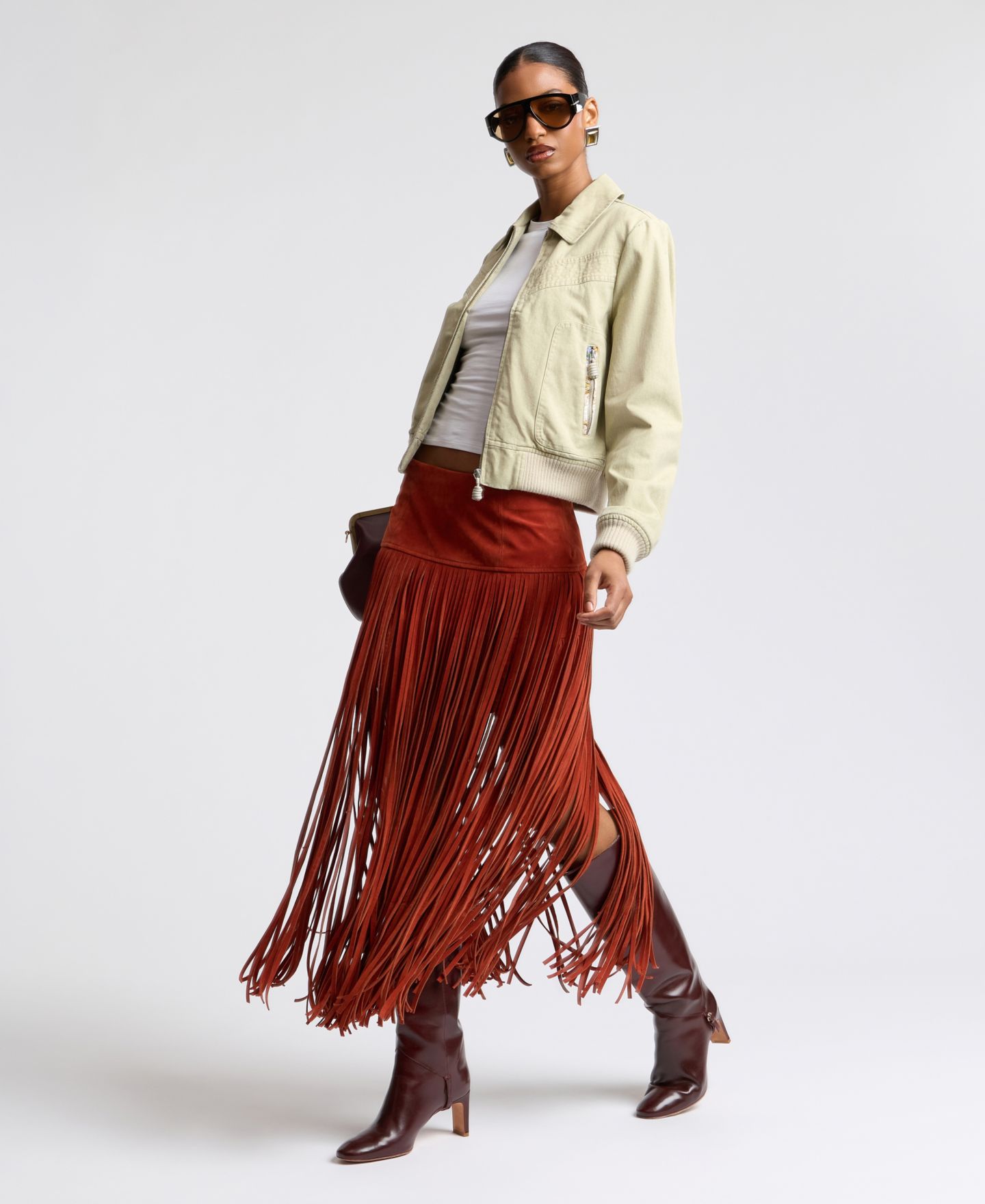 Женская куртка Avec Les Filles Zip-Front Bomber, цвет: Хаки — фото 6