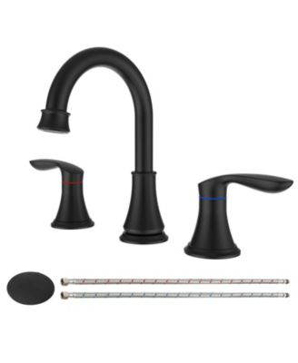 2-Handle 8 inch Widespread Bathroom Sink Faucet Brushed Gold Lavatory Faucet 3 Hole 360degree(s) Swivel Spout Vanity Sink Basin Faucets