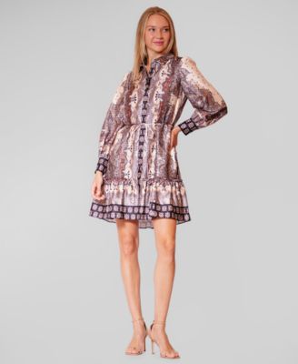 Women's Collared Tiered Shirt Dress