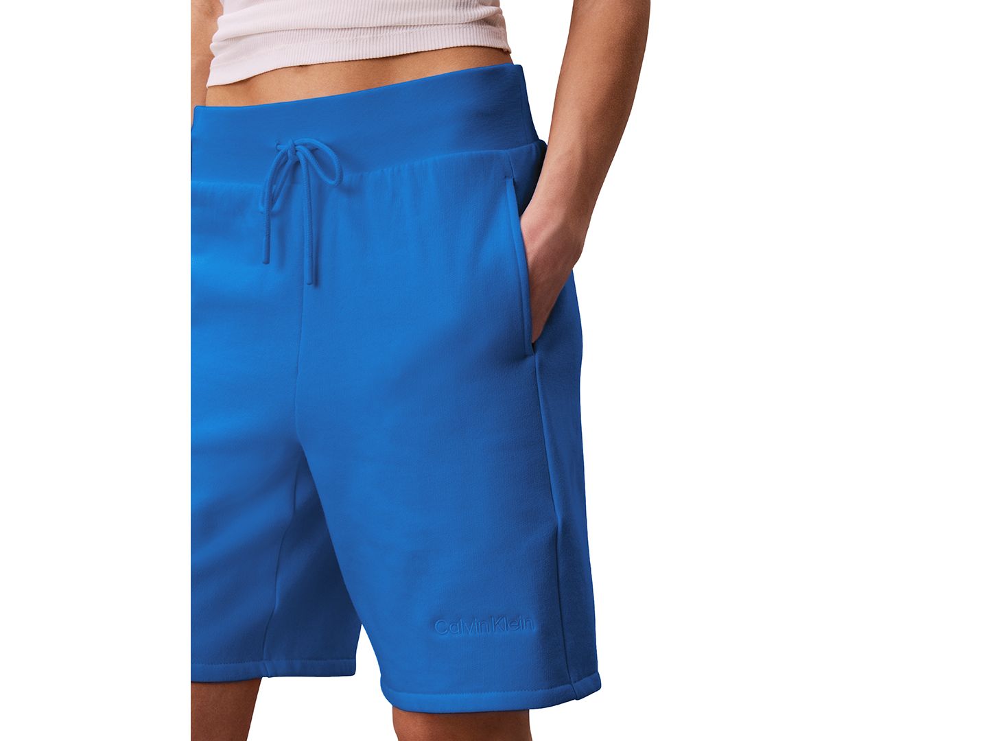 Женские шорты Calvin Klein Performance Fleece Mid-Rise, цвет: Океанский — фото 4