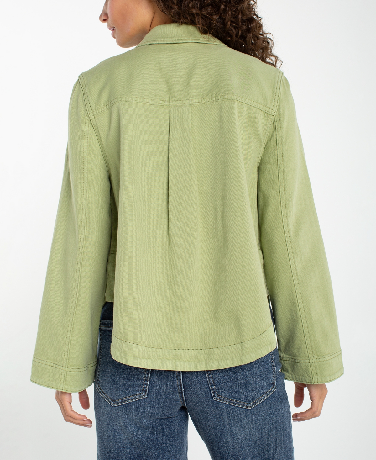 Liverpool Los Angeles Petite Collared High-Low Denim Shacket