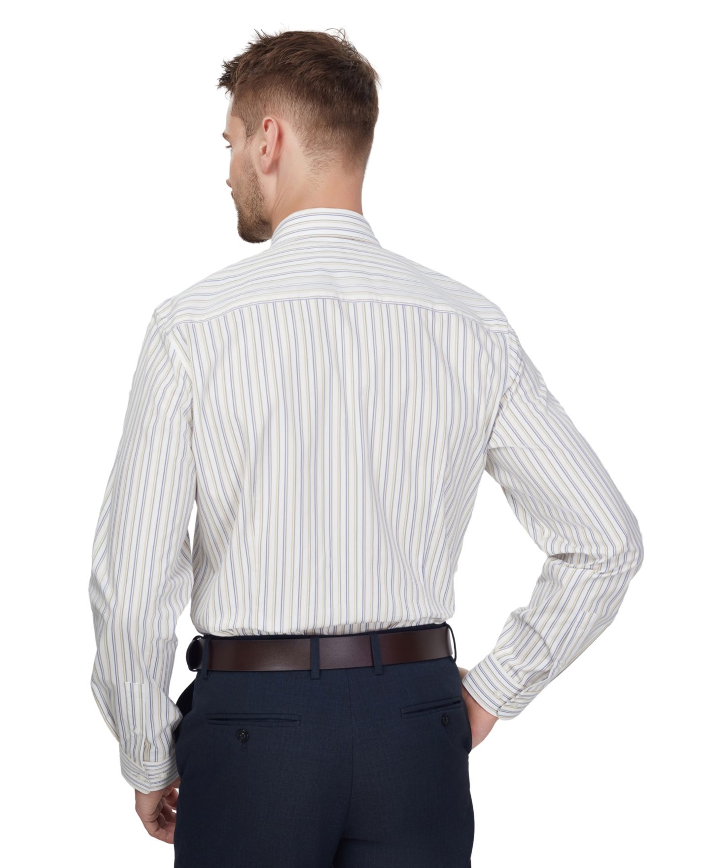 Мужская рубашка Bar III Harvest Stripe Slim-Fit Stretch Spread Collar Dress Shirt, цвет: Рыжевато-коричневый — фото 4