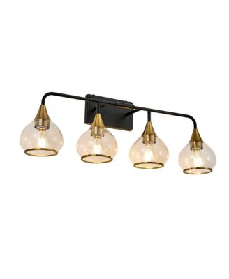 31" Modern 4-Light Vanity Wall Sconce - Bathroom Light Fixture with Clear Glass Shades, Industrial Wall Mounted Lamp for Mirror, Vanity