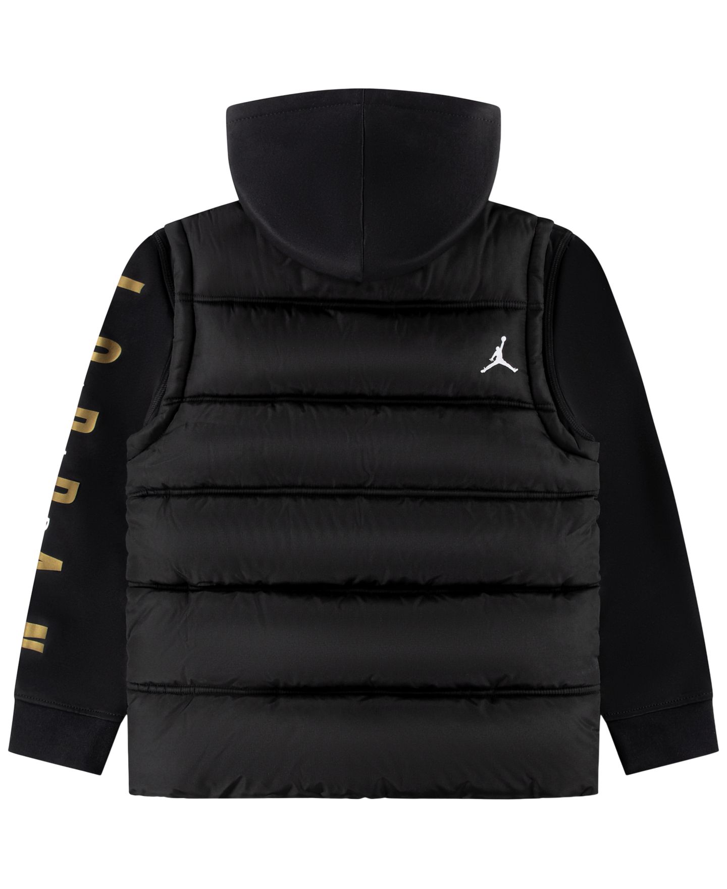 Куртка Jordan Layered-Look Hooded Jacket для мальчиков, цвет: Чёрный / Золотой — фото 2