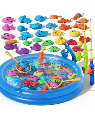 60fish Magnetic Fishing Toy Pool Set Kids Water Game 5rod 3net pool
