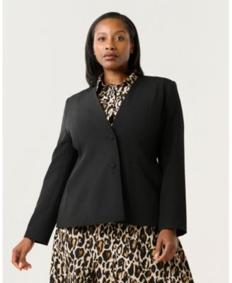 Women's Jenna V-Neck Collarless Button-Front Tailored Jacket