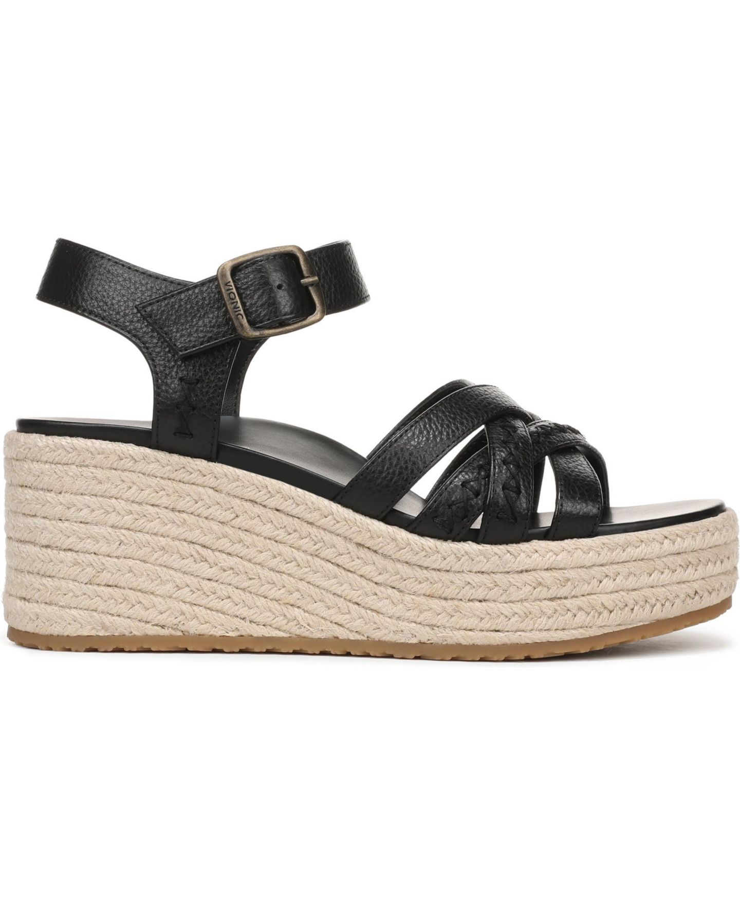 Женские сандалии Vionic Dana Espadrille, цвет: Чёрный кожаный — фото 3