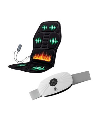Rechargeable Stomach and Back Massager + Shiatsu Massager Chair Mat with Heat