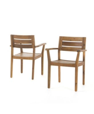 Stamford Dining Chairs Set of 2, Acacia Wood Patio Armchairs for Garden or Poolside