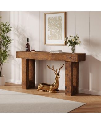 63" Farmhouse Console Table with Storage Shelf, Entryway Sofa Table for Behind Couch or Hallway