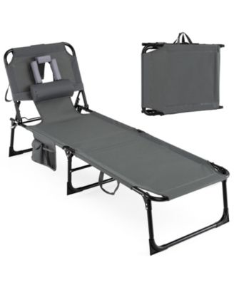 Folding Tanning Lounge Chair with Face and Arm Openings, Adjustable Backrest