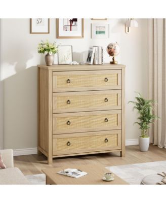 Drawer Tall Dresser, Boho Drawers, Wooden Chest with Clothes Storage Cabinet, Drawer Organizer for Bedroom, Hallway, Living Room, Easy Assembly