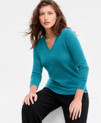 Women's 100% Cashmere V-Neck Long-Sleeve Sweater