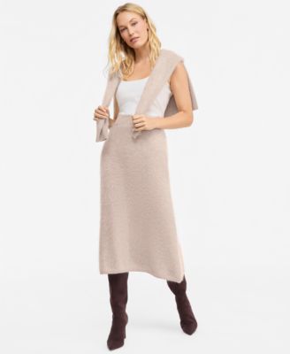 Women's 100% Cashmere High-Waisted A-Line Brushed Skirt